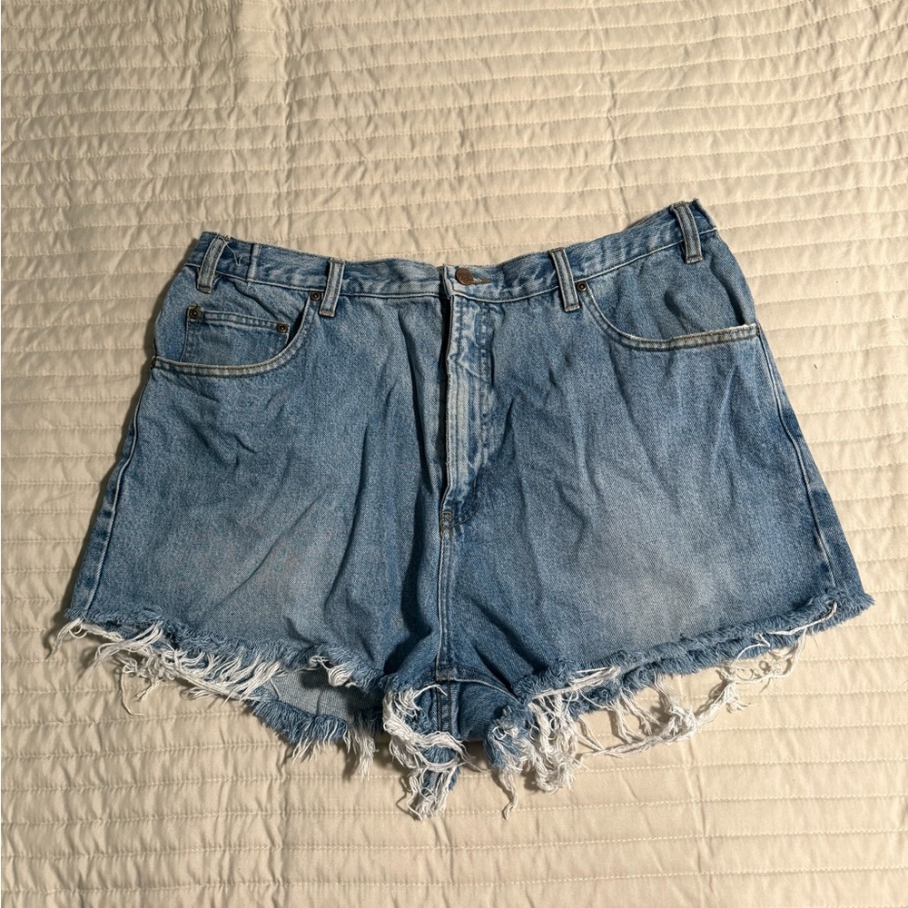 Route 66 Blue Frayed Jean Shorts